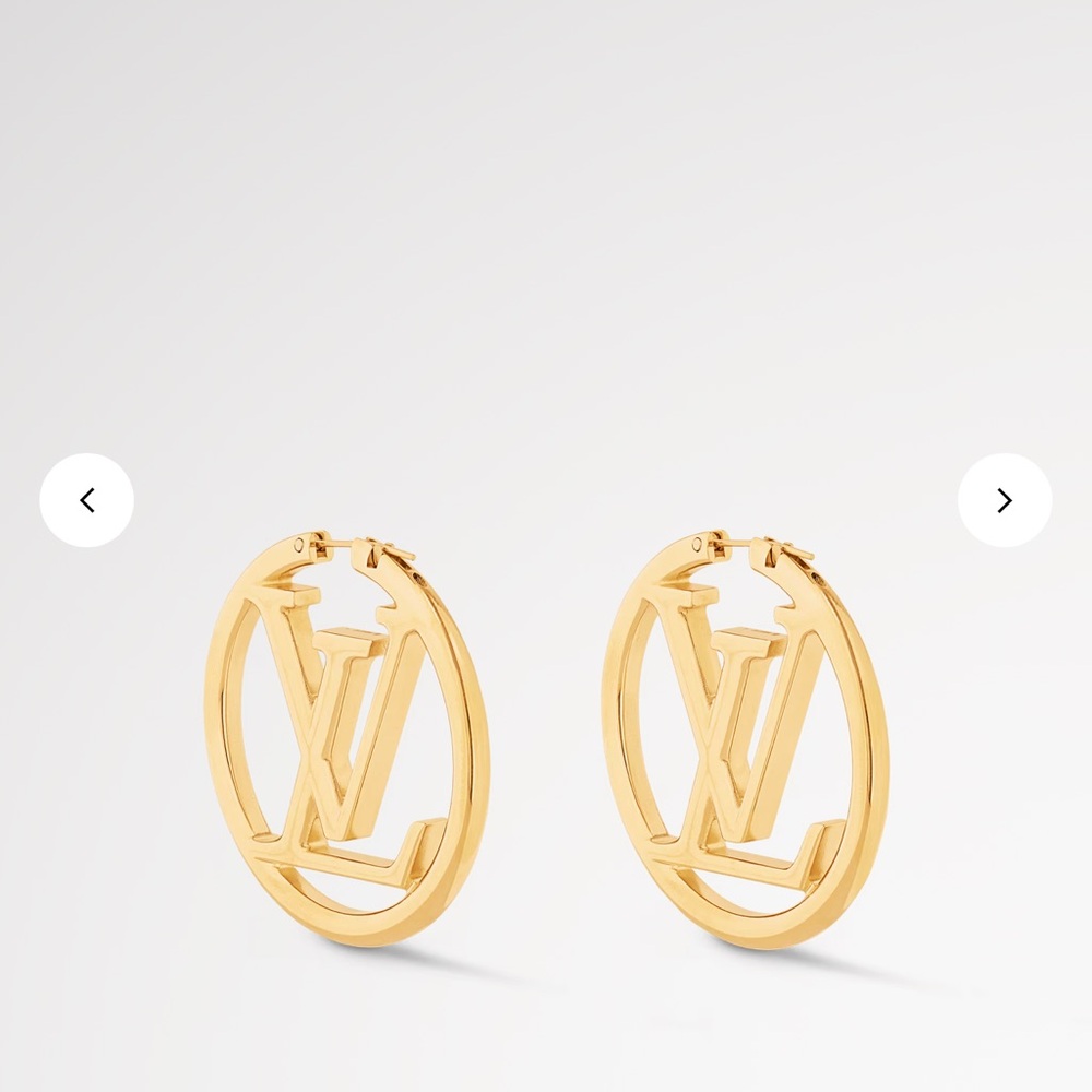 🆕 Price firm Louis Vuitton Gold Logo Hoop Earrings new in box - Picture 2 of 7